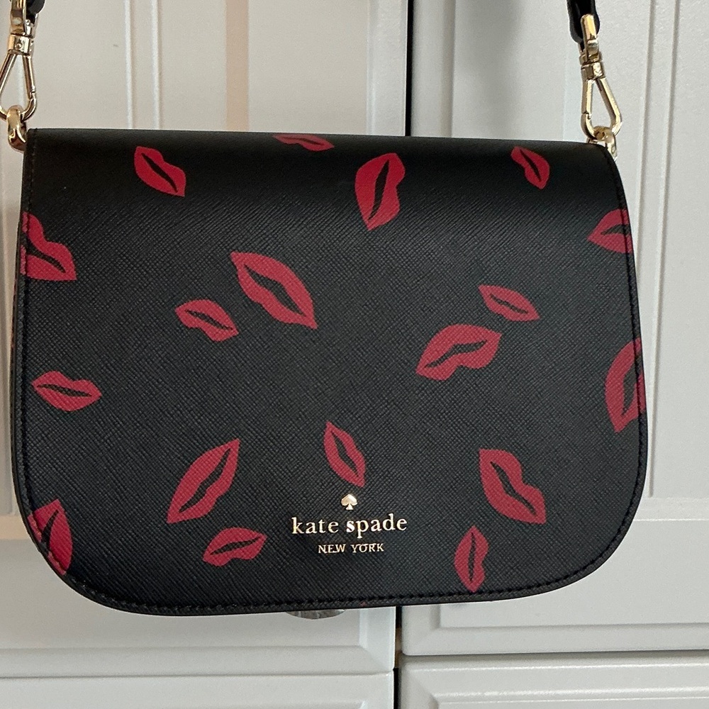 NWT Kate Spade Leather Madison Lip Toss Saddle Bag